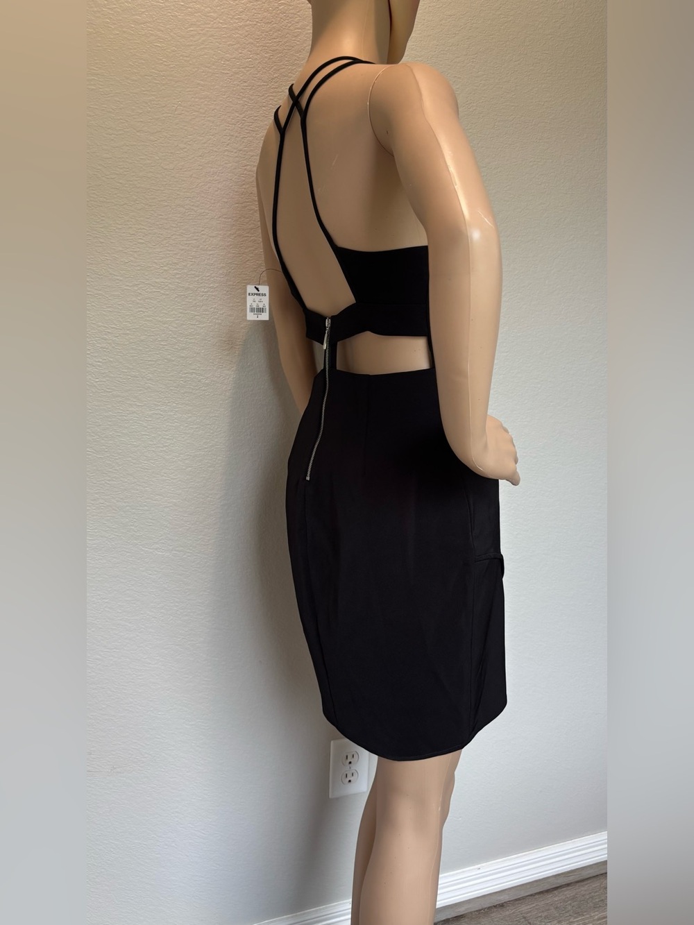 Express Black Asymmetrical Halter Sheath Dress - Picture 7 of 13